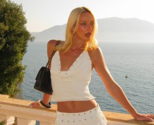 Gemmina Asymmetrical Chiffon Mini Skirt Cream