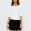 Leonelle Asymmetrical Button Mini Skirt Black