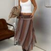 Massino Asymmetrical Midi Skirt Multi Stripe