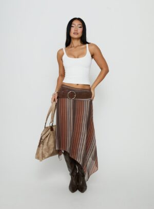 Alternative view of Massino Asymmetrical Midi Skirt Multi Stripe