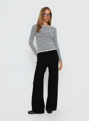 Alternative view of Bekki Wide Leg Knit Pant Black